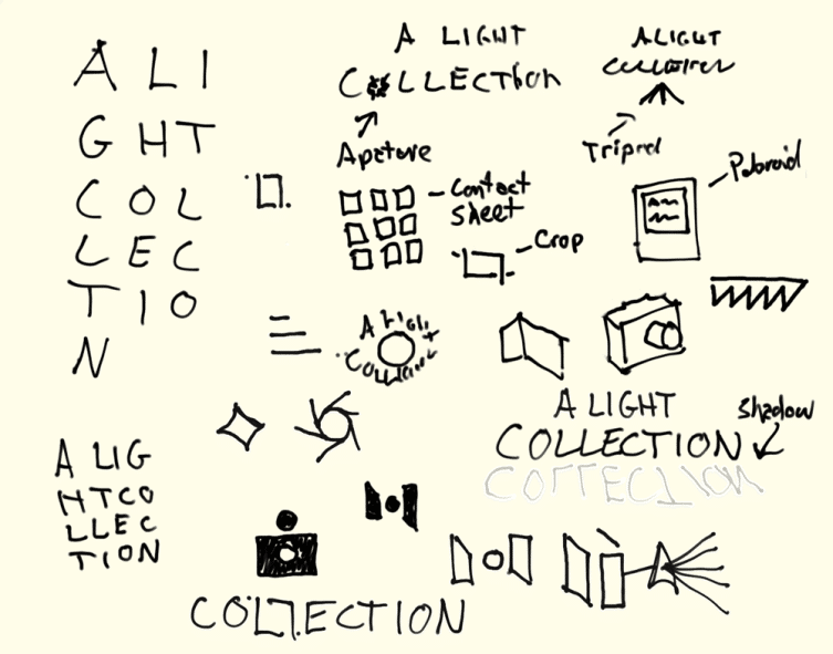 A Light Collection logo thumbnail sketches.