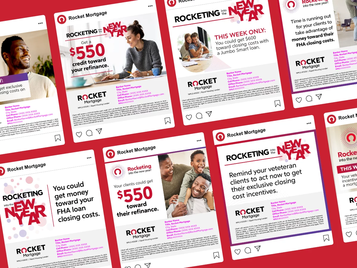 Rocket Mortgage social media grid.