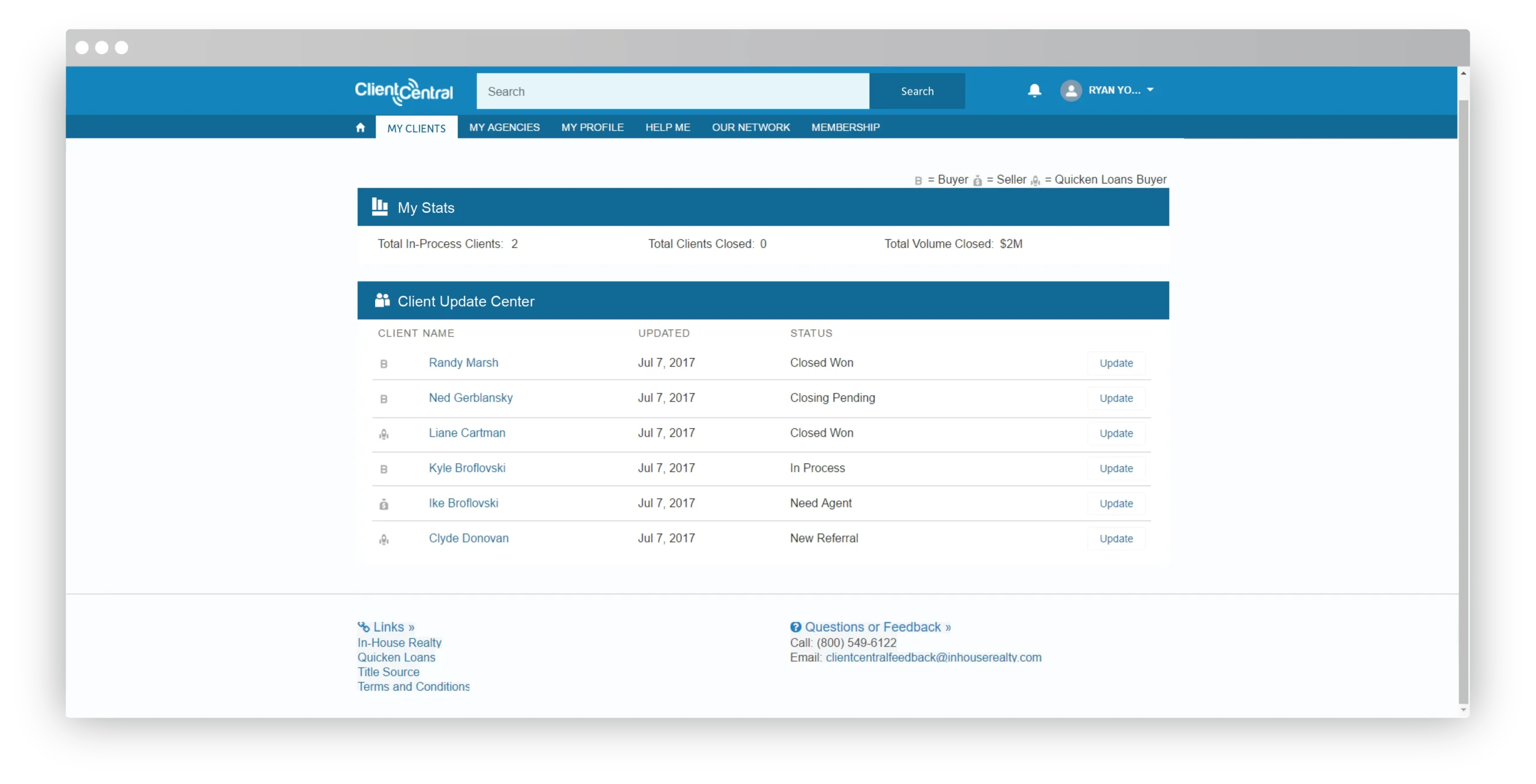 Client Central Portal Homepage