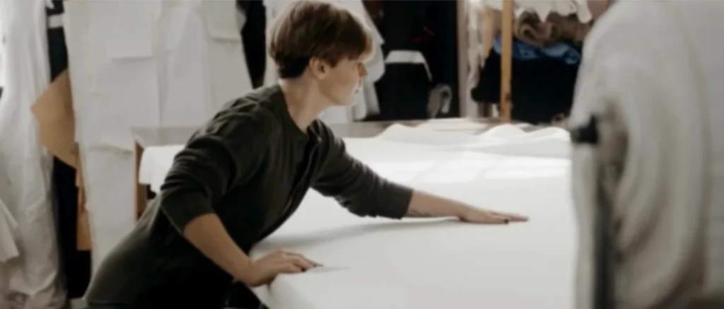 Person smoothing cloth